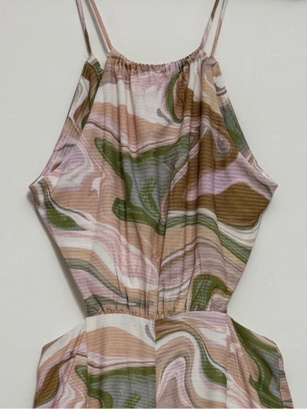 Lush Sleeveless Marble-Print Maxi Dress in Pink and Green - Picture 4 of 4